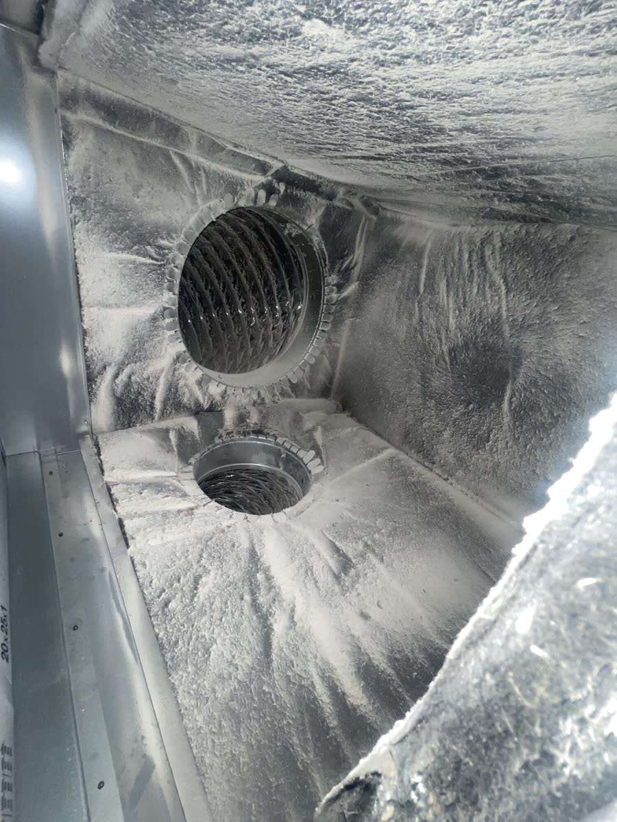 Air duct interior before professional cleaning