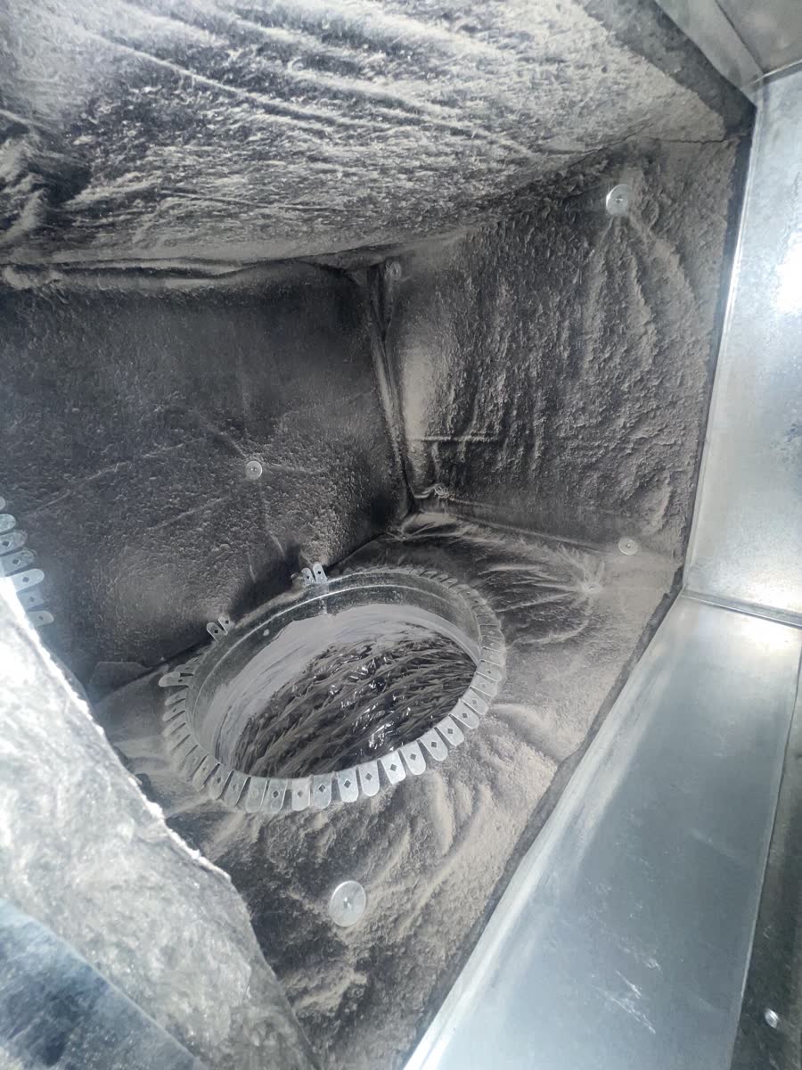 Air duct interior before professional cleaning