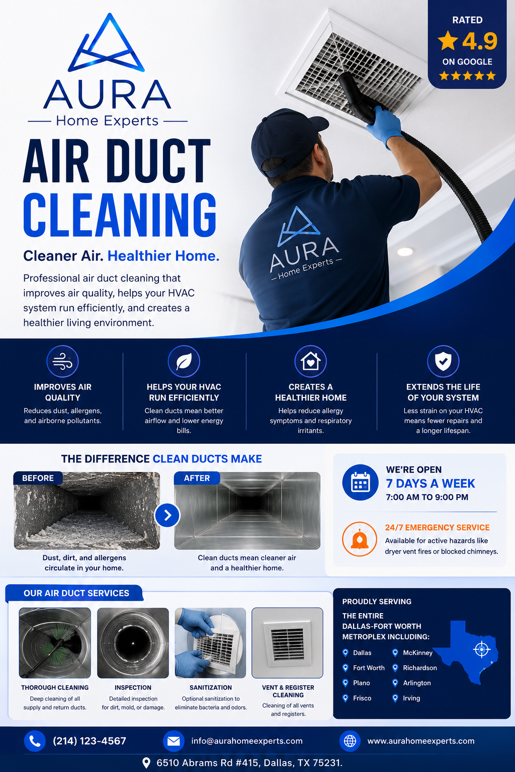 Aura Home Experts air duct cleaning promotional graphic